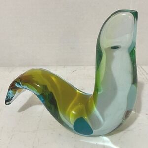 Art Glass Seal Sea Lion Figurine Paperweight 6" Minimalist Abstract Stylized